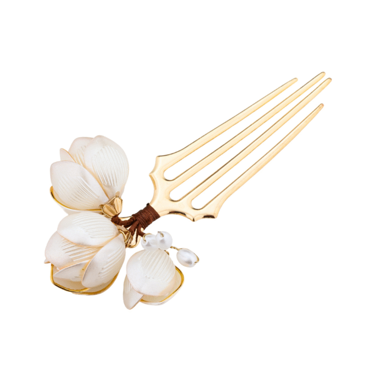 Accesoriu de păr floral auriu